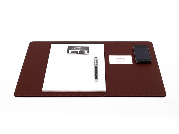 Sous-main de bureau - en cuir marron - 50x34 cm