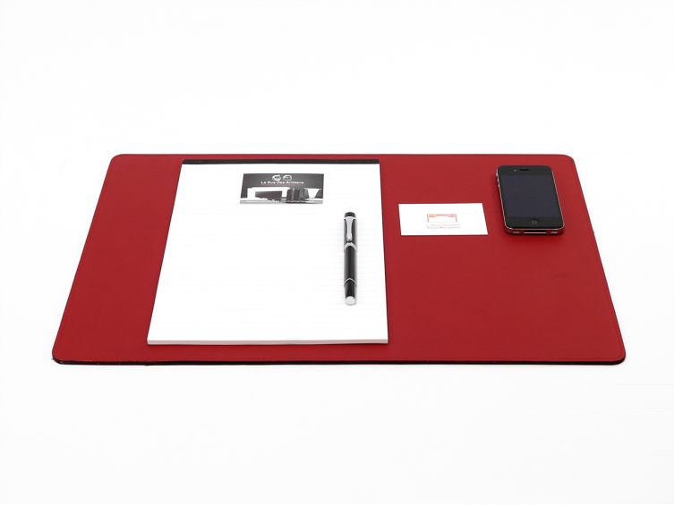 Sous-main de bureau - en cuir rouge - 50x34 cm