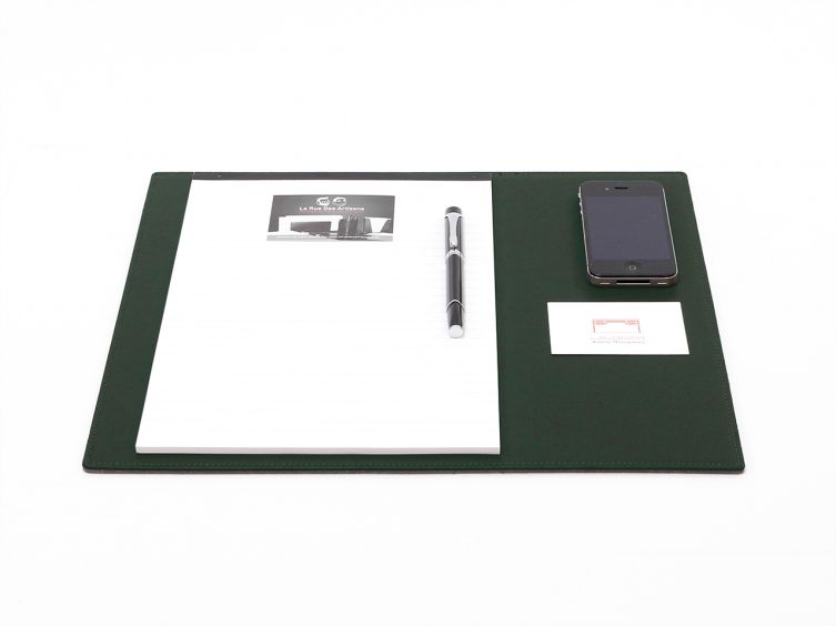 Petit sous-mains - en cuir vert - 38x32 cm