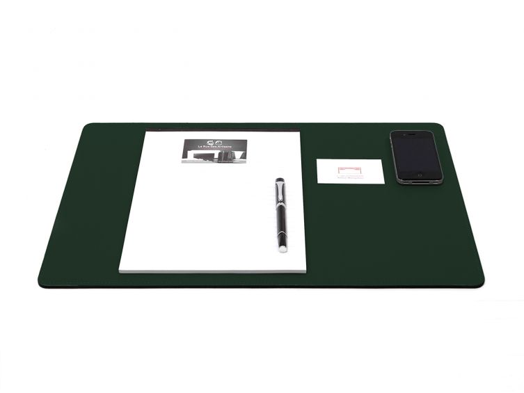 Sous-main de bureau - en cuir vert - 50x34 cm