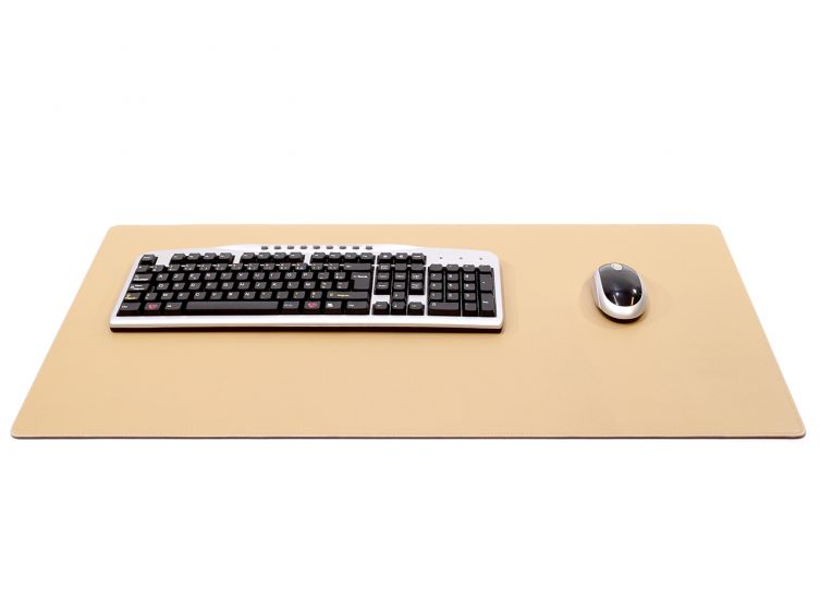 Grand sous-mains - en cuir beige - 80x40 cm