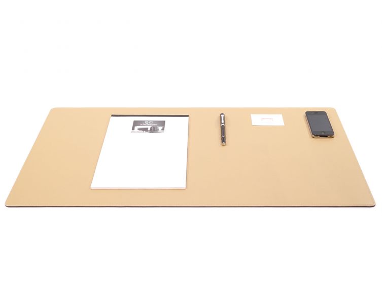 Grand sous-mains - en cuir beige - 80x40 cm