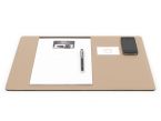 Sous-main cossu de bureau - standard - en cuir beige - 50x34 cm
