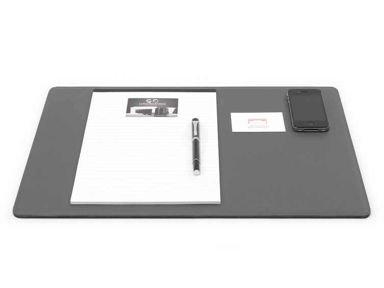 Sous-main cossu de bureau - standard - en cuir gris - 50x34 cm