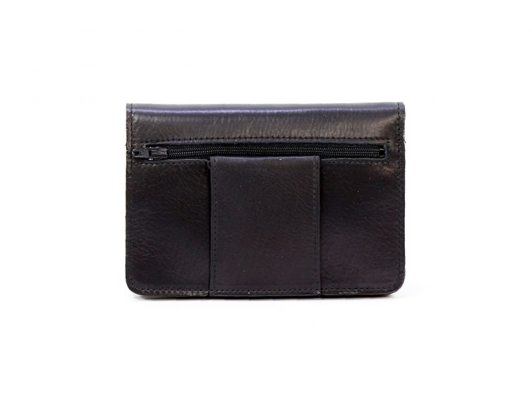 Portefeuille avec passant ceinture cuir noir - 036