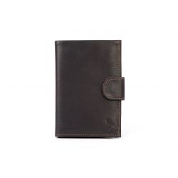 Portefeuille en cuir avec patte de fermeture - marron - 320