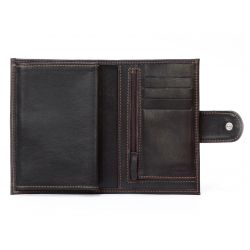 Portefeuille en cuir avec patte de fermeture - marron - 320