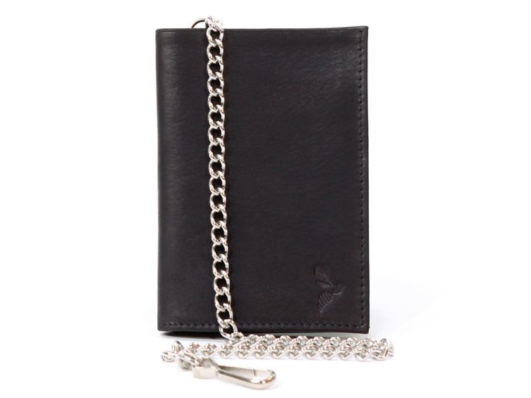 Portefeuille chainette en cuir noir - 336