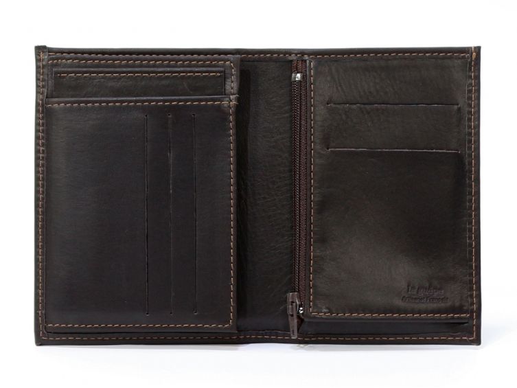Portefeuille en cuir marron, à  3 volets - 582
