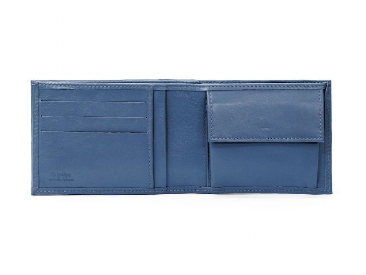 Portefeuille à l'italienne en cuir - bleu de prusse - 007