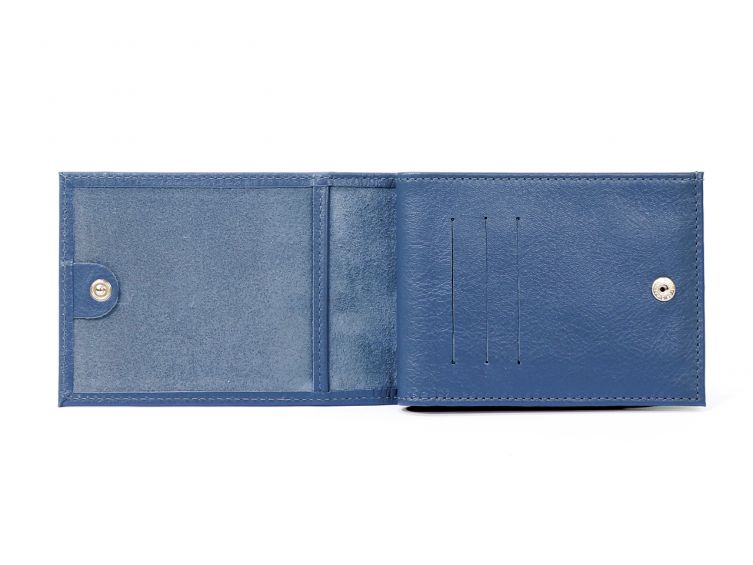 Portefeuille à l'italienne en cuir - bleu de prusse - 007