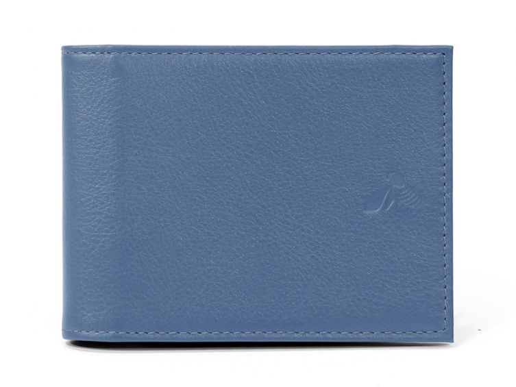 Portefeuille à l'italienne en cuir - bleu de prusse - 007