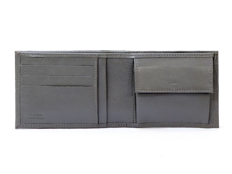 Portefeuille à l'italienne en cuir - gris - 007