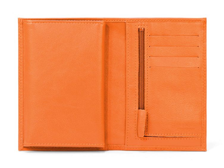 Portefeuille en cuir, à  4 volets - orange - 220