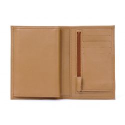 Portefeuille en cuir, à  4 volets - caramel - 220