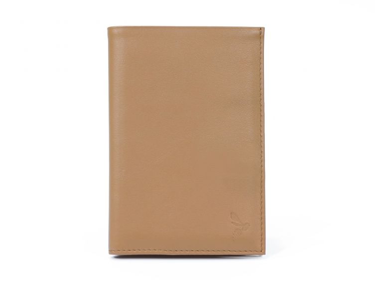 Portefeuille en cuir, à  4 volets - caramel - 220