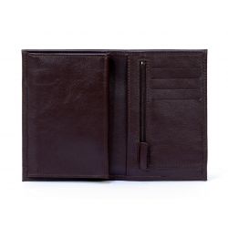 Portefeuille en cuir, à  4 volets - marron - 220