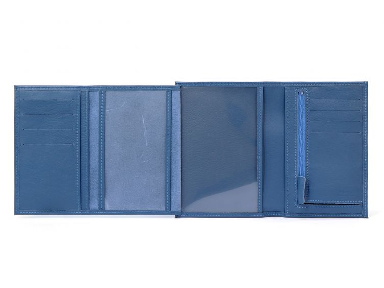Portefeuille en cuir, à  4 volets - bleu de prusse - 220