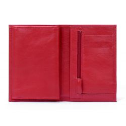 Portefeuille en cuir, à  4 volets - rouge - 220