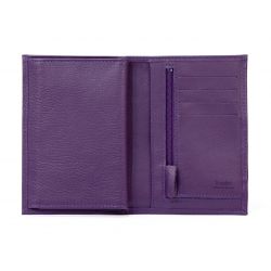 Portefeuille en cuir, à  4 volets - violet - 220