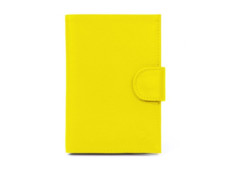 Portefeuille en cuir avec patte de fermeture - jaune - 320