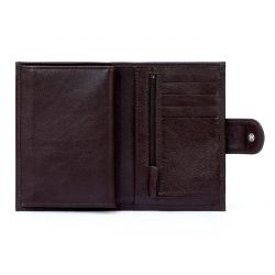 Portefeuille en cuir avec patte de fermeture - marron - 320