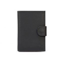 Portefeuille en cuir avec patte de fermeture - noir - 320