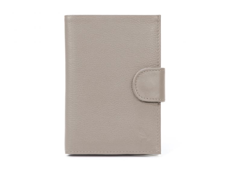 Portefeuille en cuir avec patte de fermeture - taupe - 320