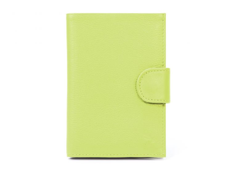Portefeuille en cuir avec patte de fermeture - anis - 320