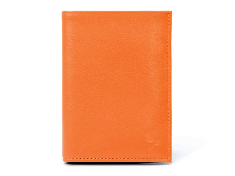 Portefeuille en cuir, à  3 volets - orange - 582