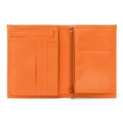 Portefeuille en cuir, à  3 volets - orange - 582