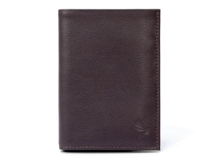 Portefeuille en cuir, à  3 volets - marron - 582