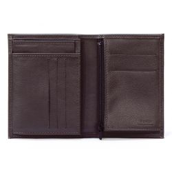 Portefeuille en cuir, à  3 volets - marron - 582