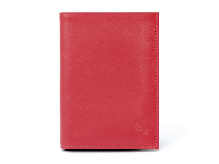 Portefeuille en cuir, à  3 volets - rouge - 582