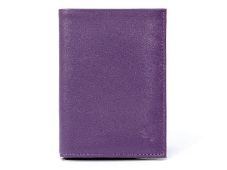 Portefeuille en cuir, à  3 volets - violet - 582