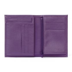 Portefeuille en cuir, à  3 volets - violet - 582