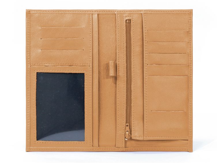 Porte-chéquier en cuir - caramel - 135