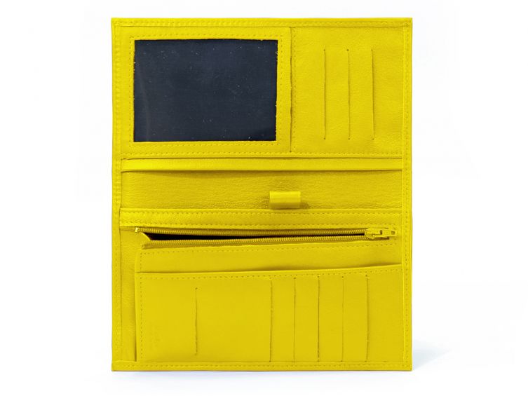 Porte-chéquier en cuir - jaune - 135
