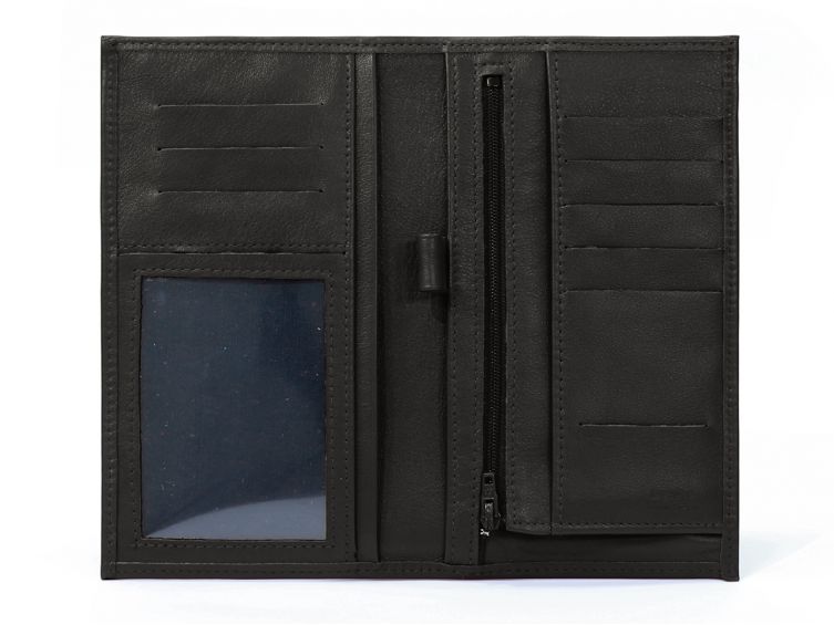 Porte-chéquier en cuir - noir - 135