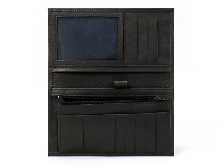 Porte-chéquier en cuir - noir - 135