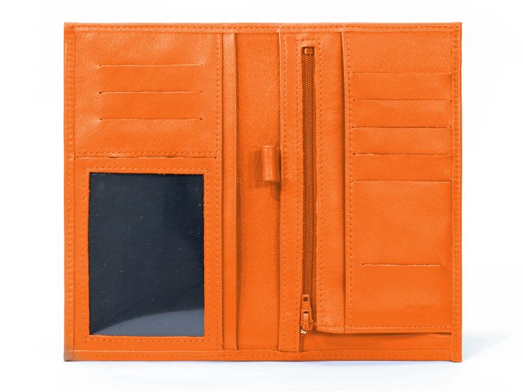 Porte-chéquier en cuir - orange - 135