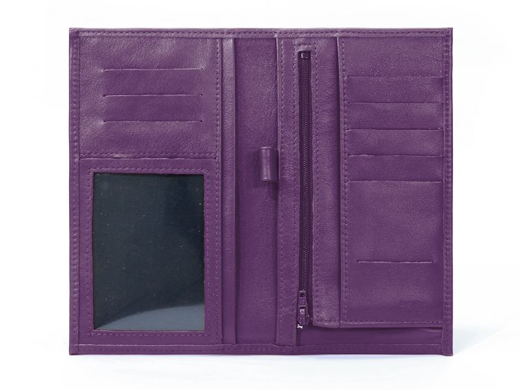 Porte-chéquier en cuir - violet - 135