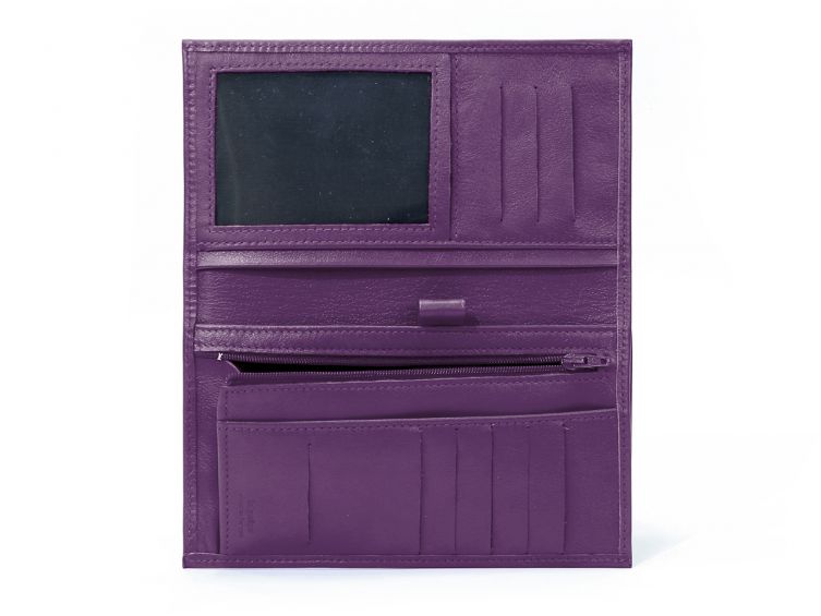 Porte-chéquier en cuir - violet - 135