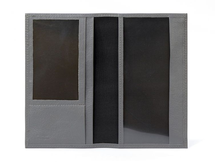 Porte-chéquier en cuir - gris - 419