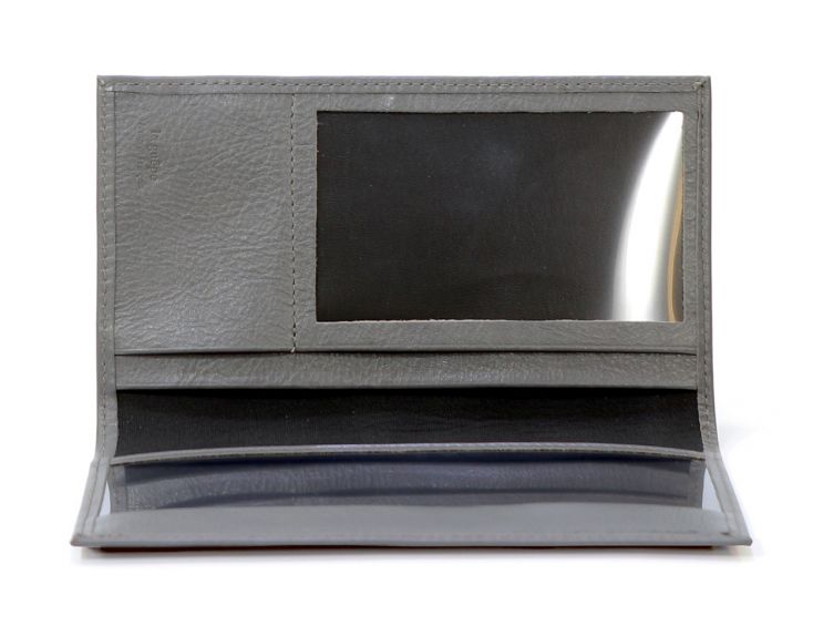 Porte-chéquier en cuir - gris - 419