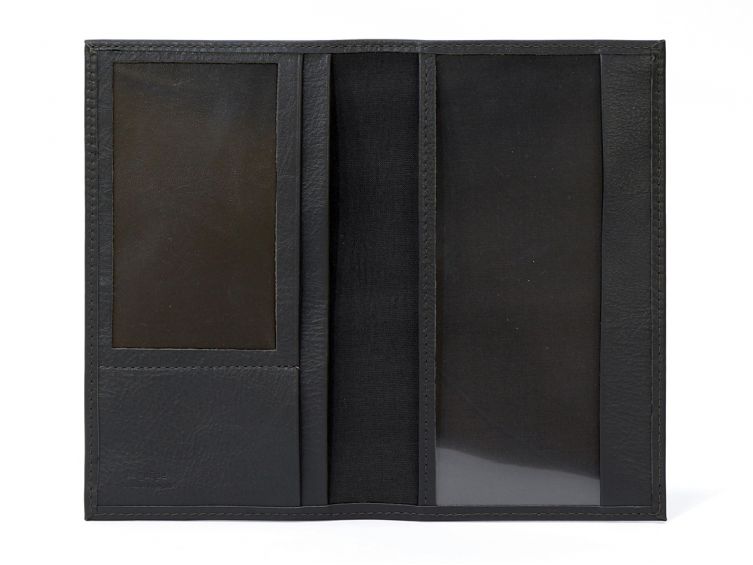 Porte-chéquier en cuir - noir - 419