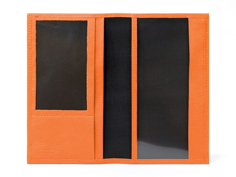 Porte-chéquier en cuir - orange - 419