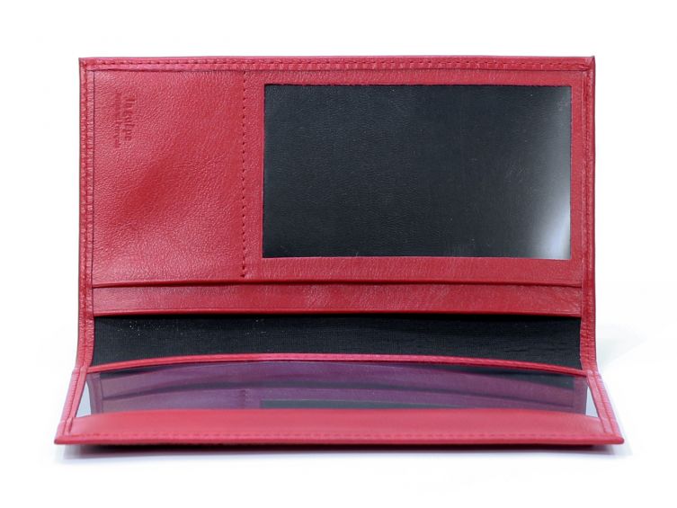 Porte-chéquier en cuir - rouge - 419