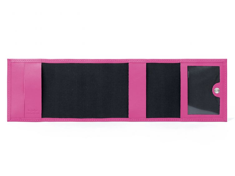 Porte-chéquier compact en cuir - fuchsia - 720