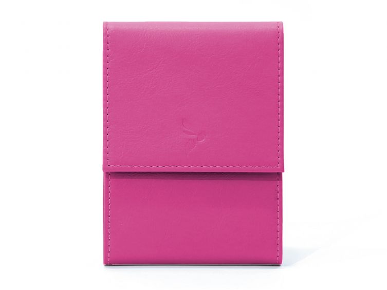 Porte-chéquier compact en cuir - fuchsia - 720